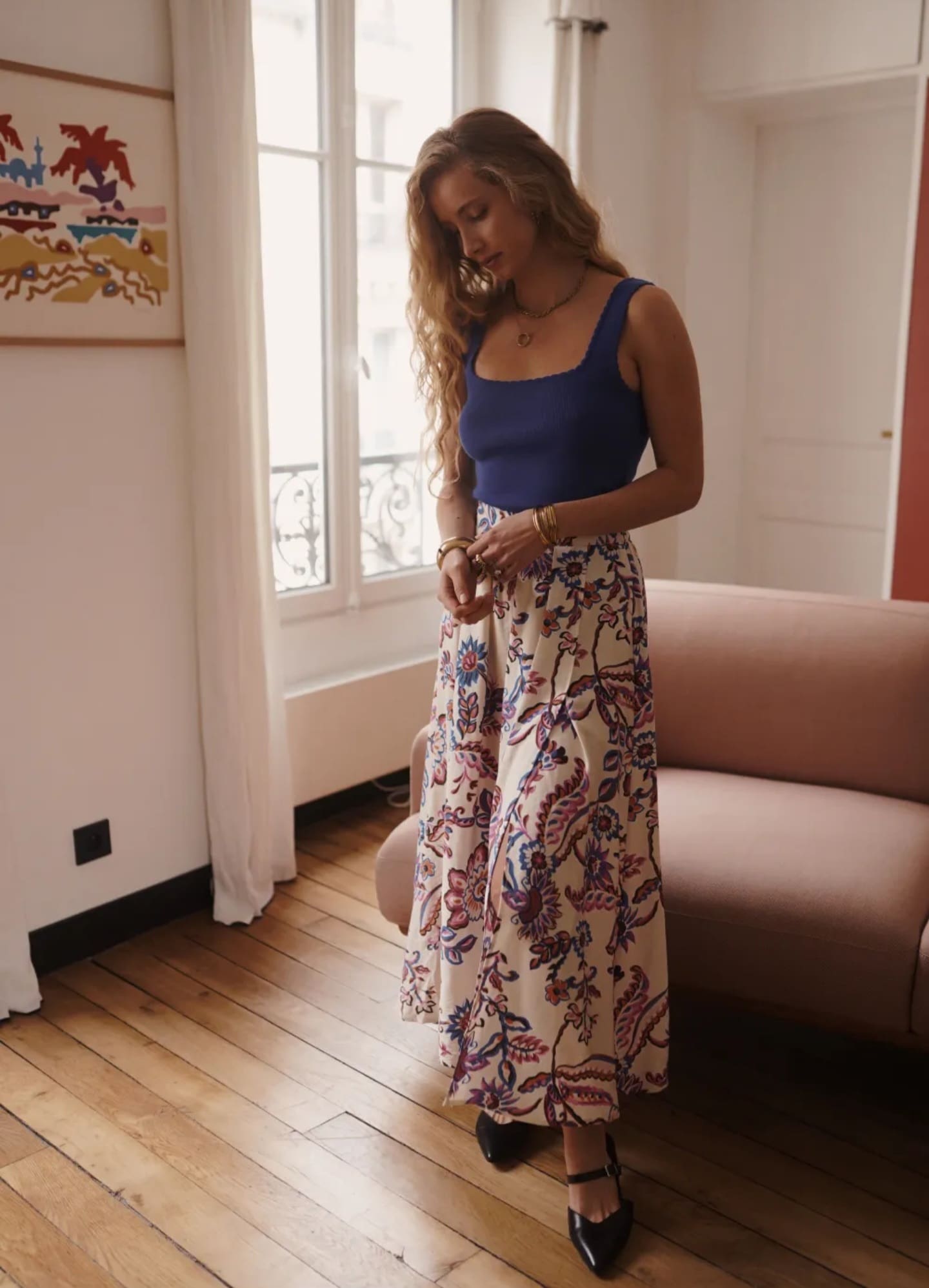 58-Dames rok - blauwe printjes - Afbeelding 5