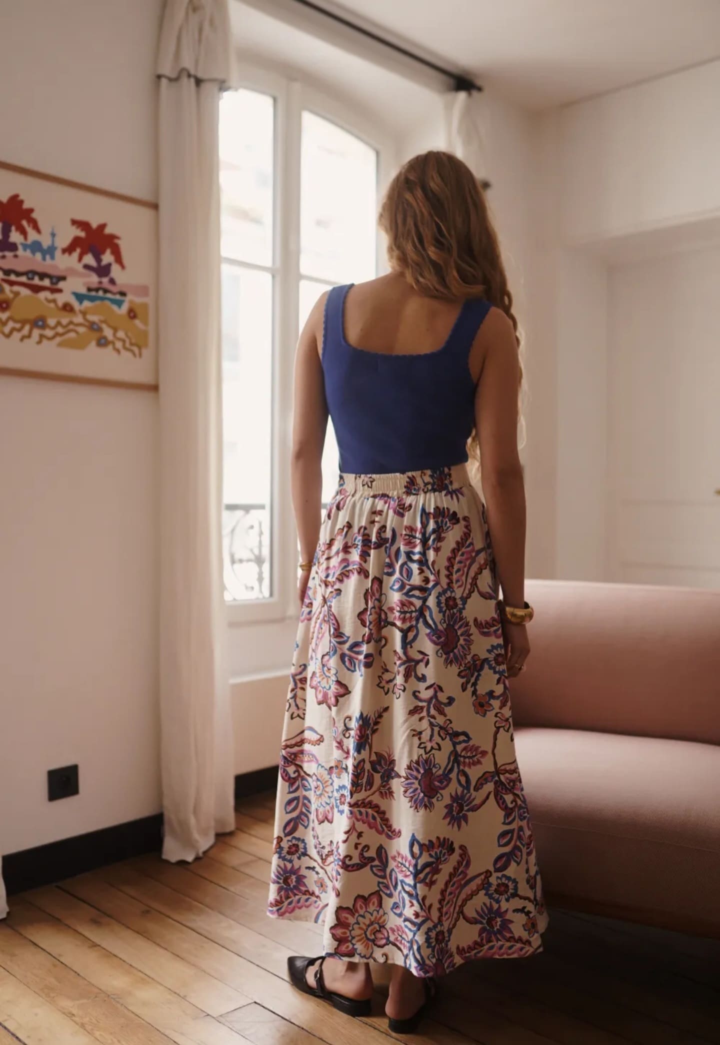 58-Dames rok - blauwe printjes - Afbeelding 4